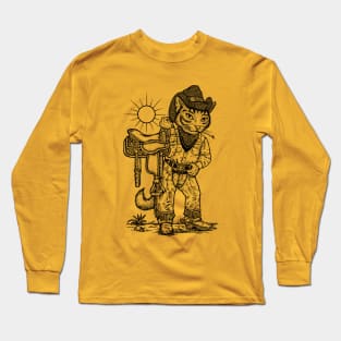 Cowboy-Cat with a  horse saddle Long Sleeve T-Shirt